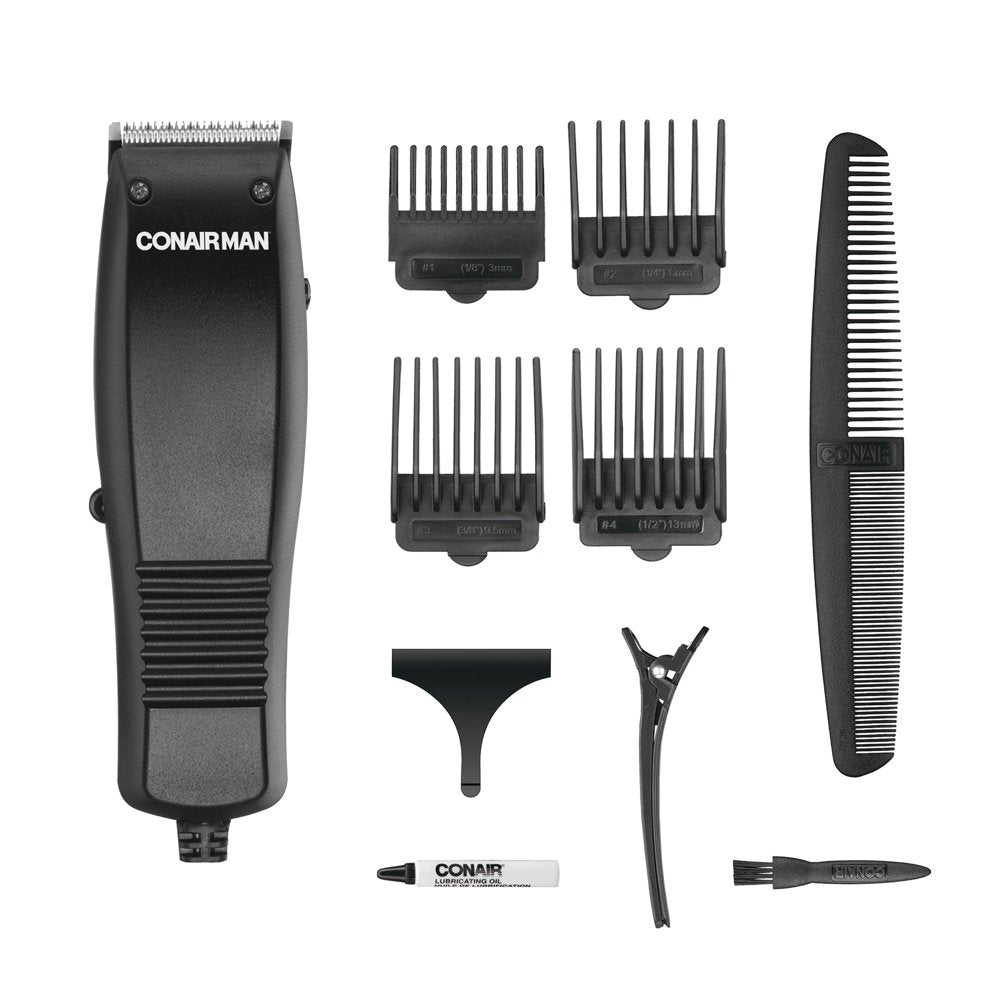 Conair Professional Men'S Haircut Kit, 10 Piece Kit with Basic Clipper