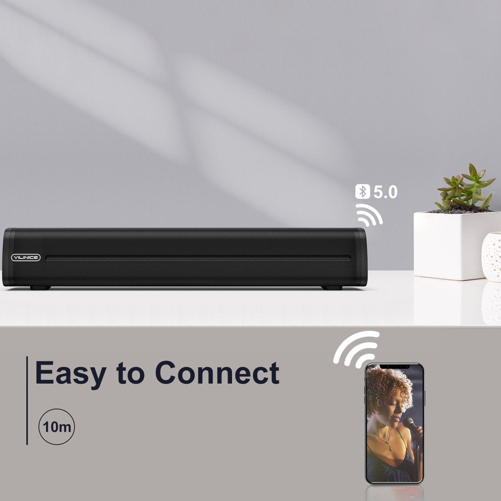 TV Soundbar, 16 inch Sound Bar with Subwoofer, Wired & Wireless Bluetooth 5.0 Audio Soundbar, TV Speaker with 3 Mode, Optical/Aux/RCA Connection, Remote Control Home Theater, Gaming