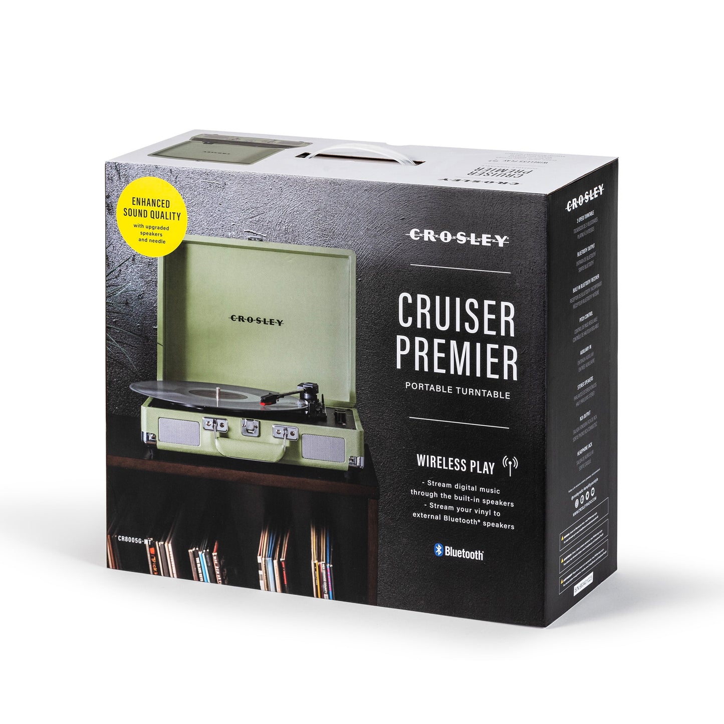 Crosley Cruiser Premier Vinyl Record Player with Speakers and Wireless Bluetooth - Mint | Audio Turntables