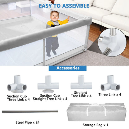 TEAYINGDE Baby Playpen Large Play Yard Fence for Toddlers,47"x47" Gray