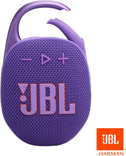 JBL Clip 5 - Ultra-Portable, Waterproof & Dustproof Bluetooth Speaker, Big Pro Sound with Punchy bass, Integrated Carabiner, Up to 12 Hours of Play, Made in Part with Recycled Materials (Purple)