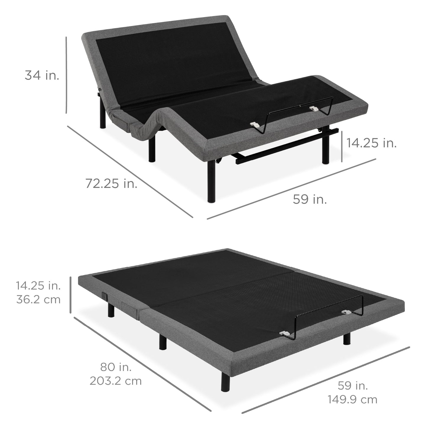 Best Choice Products Queen Size Adjustable Bed Base for Stress Management with Massage, Remote Control, USB Ports