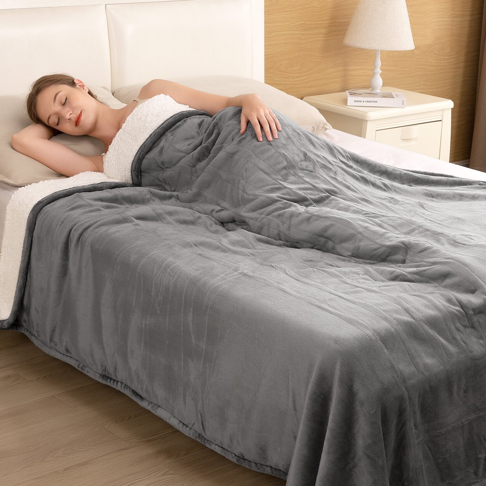 MARNUR Electric Blanket Full Size 72"x84" Heated Blanket Flannel & Shu Velveteen with 6 Heating Levels, 10H Auto-off, Machine Washable