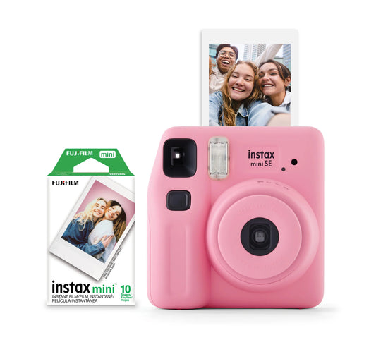 Fujifilm instax Mini SE Instant Camera with Bonus 10 pack Mini Film, Pink