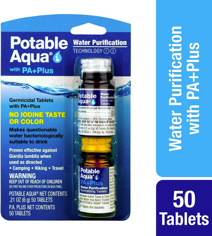 Potable Aqua Water Purification Tablets ,Two 50 Count Bottles