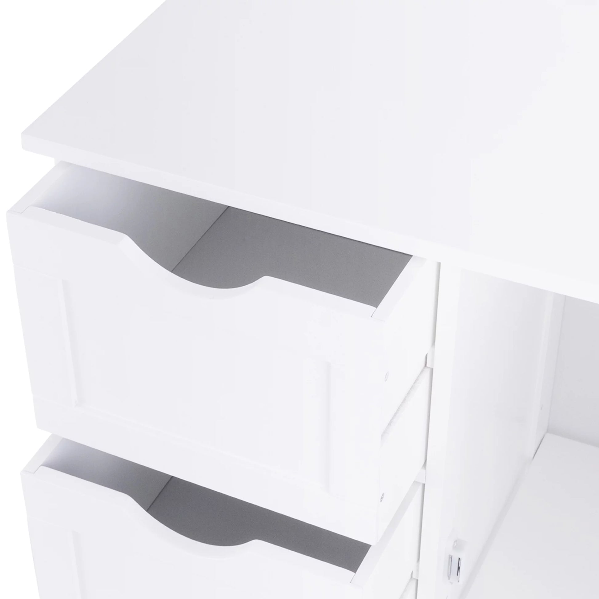 Costway Bathroom Storage Wooden 4 Drawer Cabinet Cupboard 2 Shelves Free Standing White