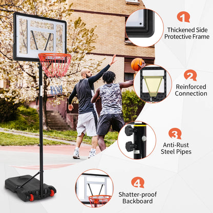 Ktaxon 33 In. Portable Basketball Hoop Stand, 6.5-8 ft Adjustable Basketball Goal System, with PVC Backboard Indoor/Outdoor