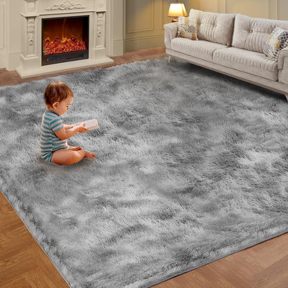 Sanmadrola Area Rug for Bedroom,6.5'X8.2',Fluffy Shag Rug for Living Room,Furry Carpet for Kids Room,Shaggy Throw Rug for Nursery Room,Fuzzy Plush Rug,Black Carpet,Rectangle,Cute Room Decor for Baby