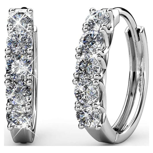 Cate & Chloe Bethany 18k White Gold Plated Hoop Earrings with Swarovski Crystals Gift for Women