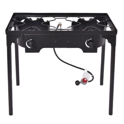 Costway Double Burner Gas Propane Cooker Outdoor Picnic Stove Stand BBQ Grill