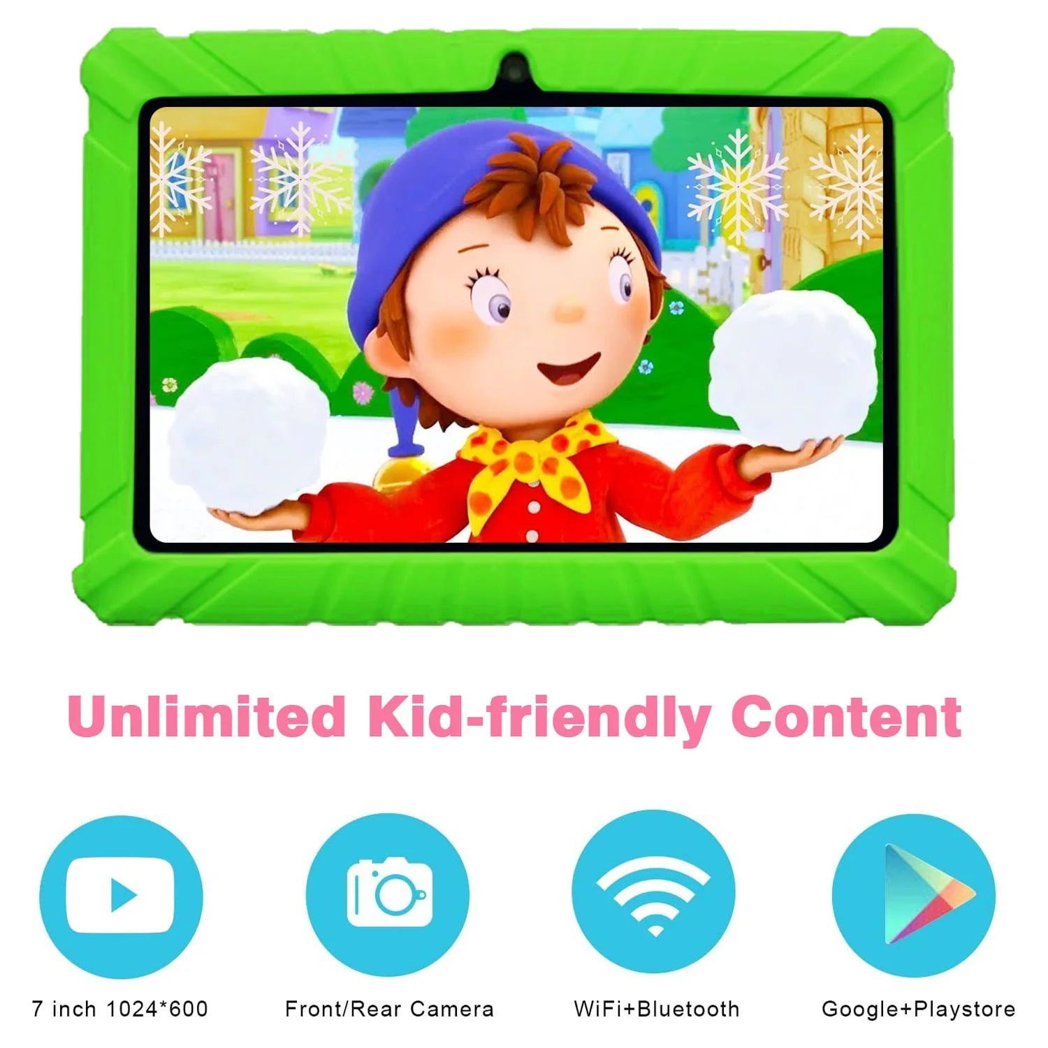 Contixo 7" Tablet Bundle, Kids Ages 3-7, Contixo Academy, STEM Learning, Headphones & Sleeve Case, Android Tablet, Parental Controls – Green