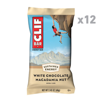 CLIF BAR - White Chocolate Macadamia Nut Flavor - Made with Organic Oats - 9g Protein - Non-GMO - Plant Based - Energy Bars - 2.4 oz. (12 Pack)