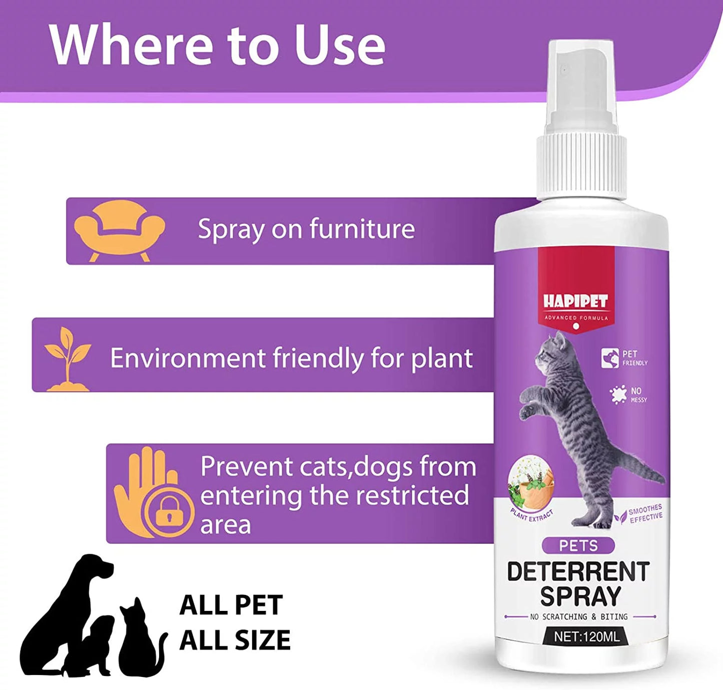 Cat Spray Deterrent, Anti-Scratch Cat Training Spray - Protects Furniture- Indoor & Outdoor Use, 120ml