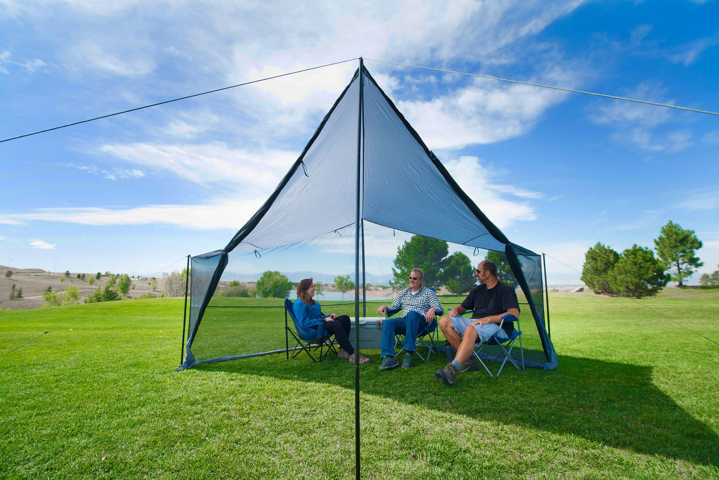 Ozark Trail Tarp Shelter, 9' x 9' with UV Protection and Roll-up Screen Walls