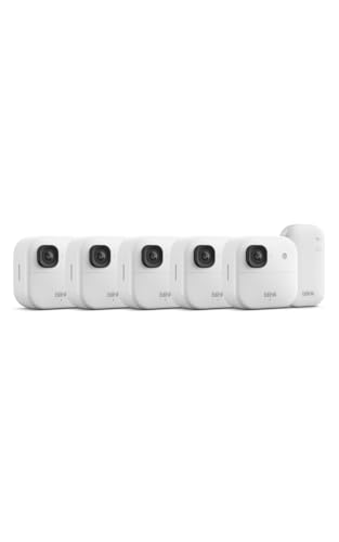Blink Outdoor 2K+ (newest model) - Wireless smart security camera, 2K video resolution, enhanced audio, two-year battery. Sync Module Core included - 5 camera system (White)