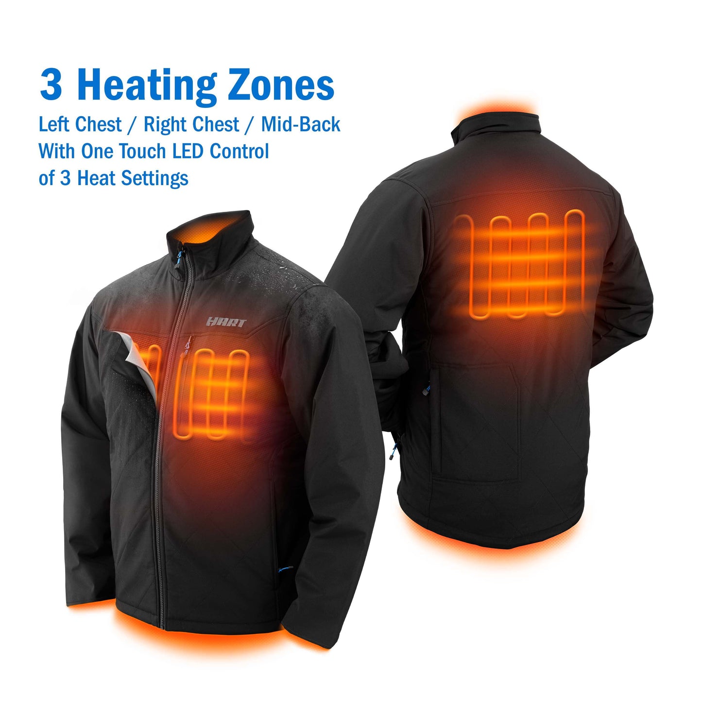 HART 20-Volt Heated Jacket Kit, Black, Male Medium, (1) 1.5Ah Lithium-Ion Battery