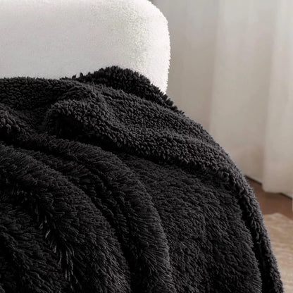 Bedsure Faux Fur Throw Blankets Black - Fluffy Blankets & Throws Shaggy Blanket, 50x60 Inches