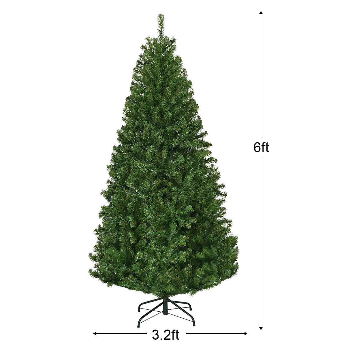 Costway 6Ft Pre-Lit Artificial Christmas Tree Hinged 350 LED Lights