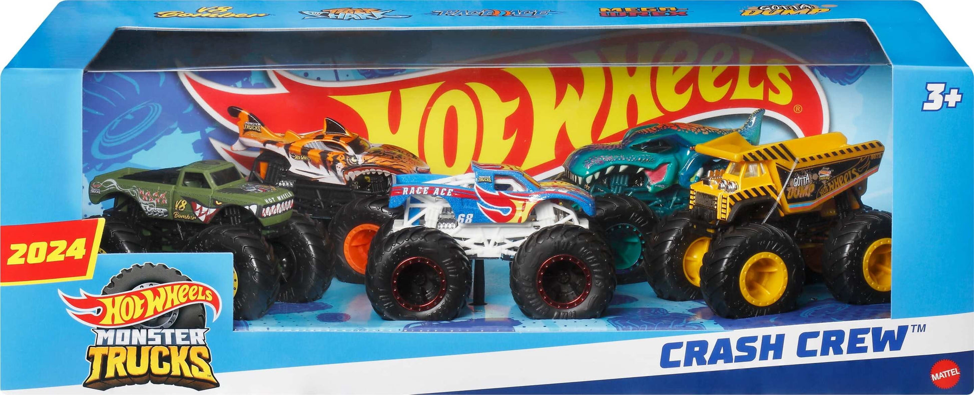 Hot Wheels Monster Trucks Crash Crew, 5-Pack of 1:64 Scale Toy Trucks, 1.82 lb