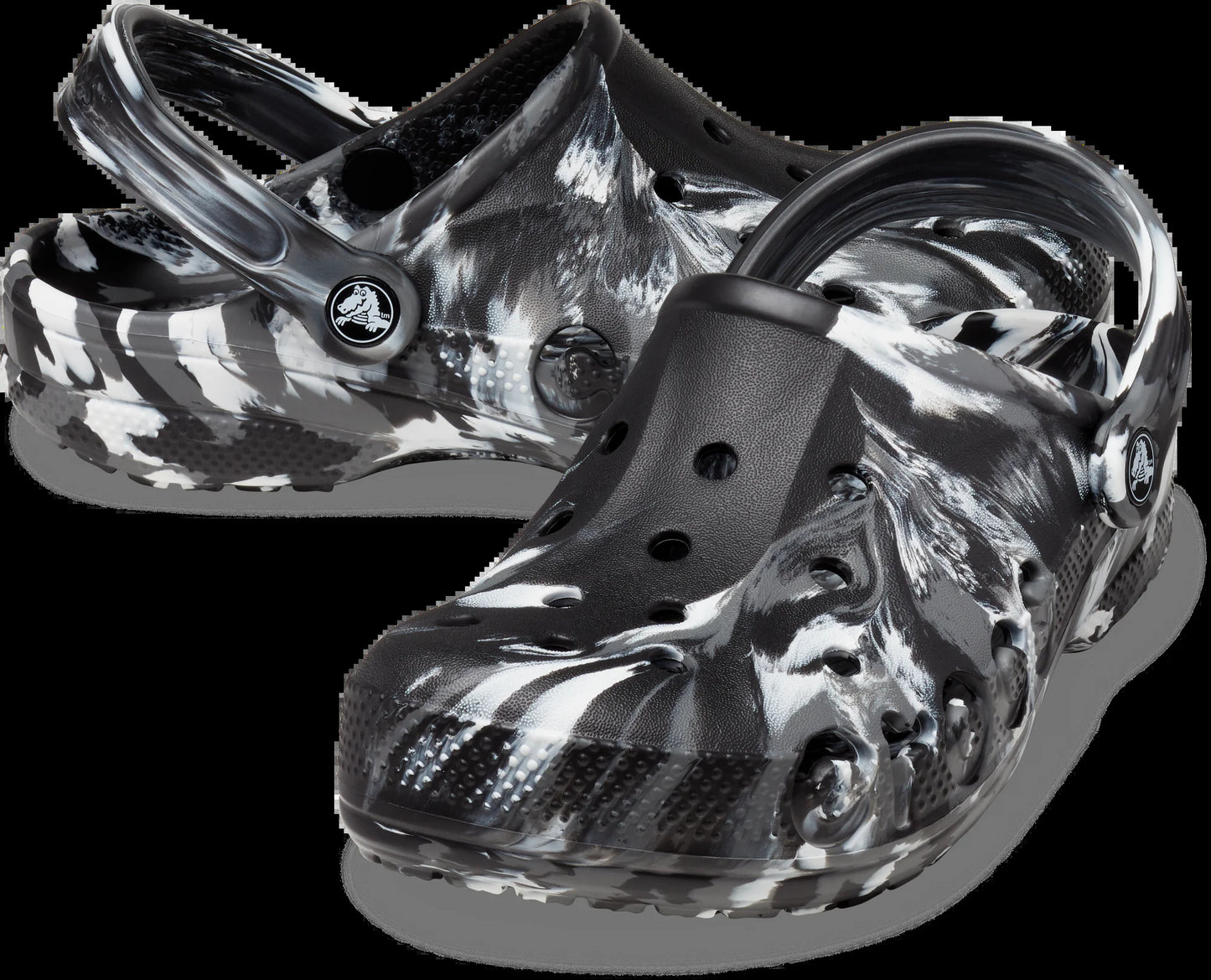 Crocs Exclusive Men's Baya Marbled Slip On Clogs with Pouch and Carabiner Jibbitz