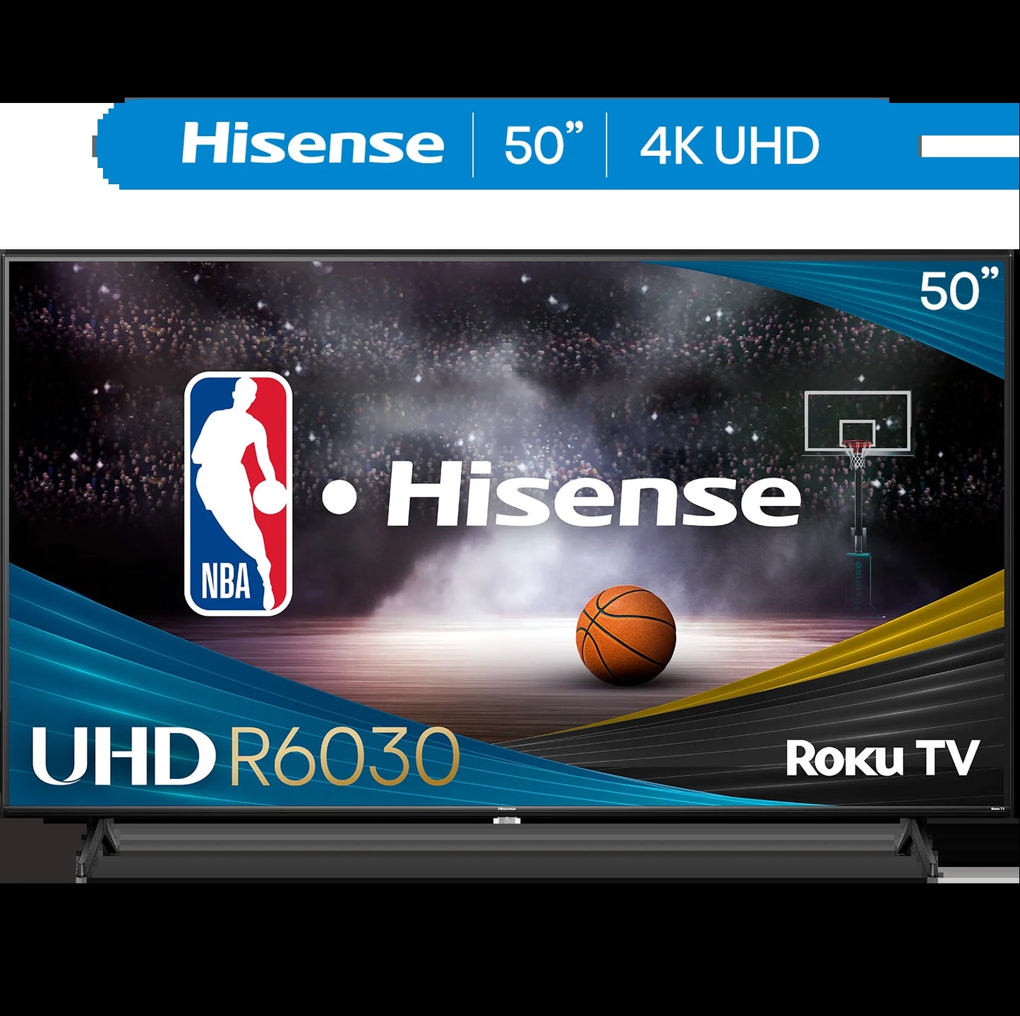 Hisense 50" Class R6 Series 4K UHD Roku Smart TV (50R6030N, 2024 Model) - Dolby Vision HDR, Motion Rate 120, DTS Studio Sound, Gaming Mode, Bezel-less Design