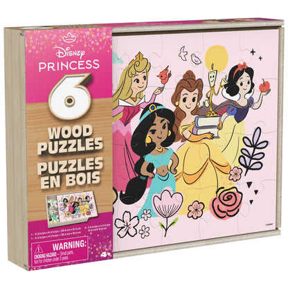 Spin Master Games, 6-Pack Of Disney Princess Wood Jigsaw Puzzles for Kids Ages 3 and up