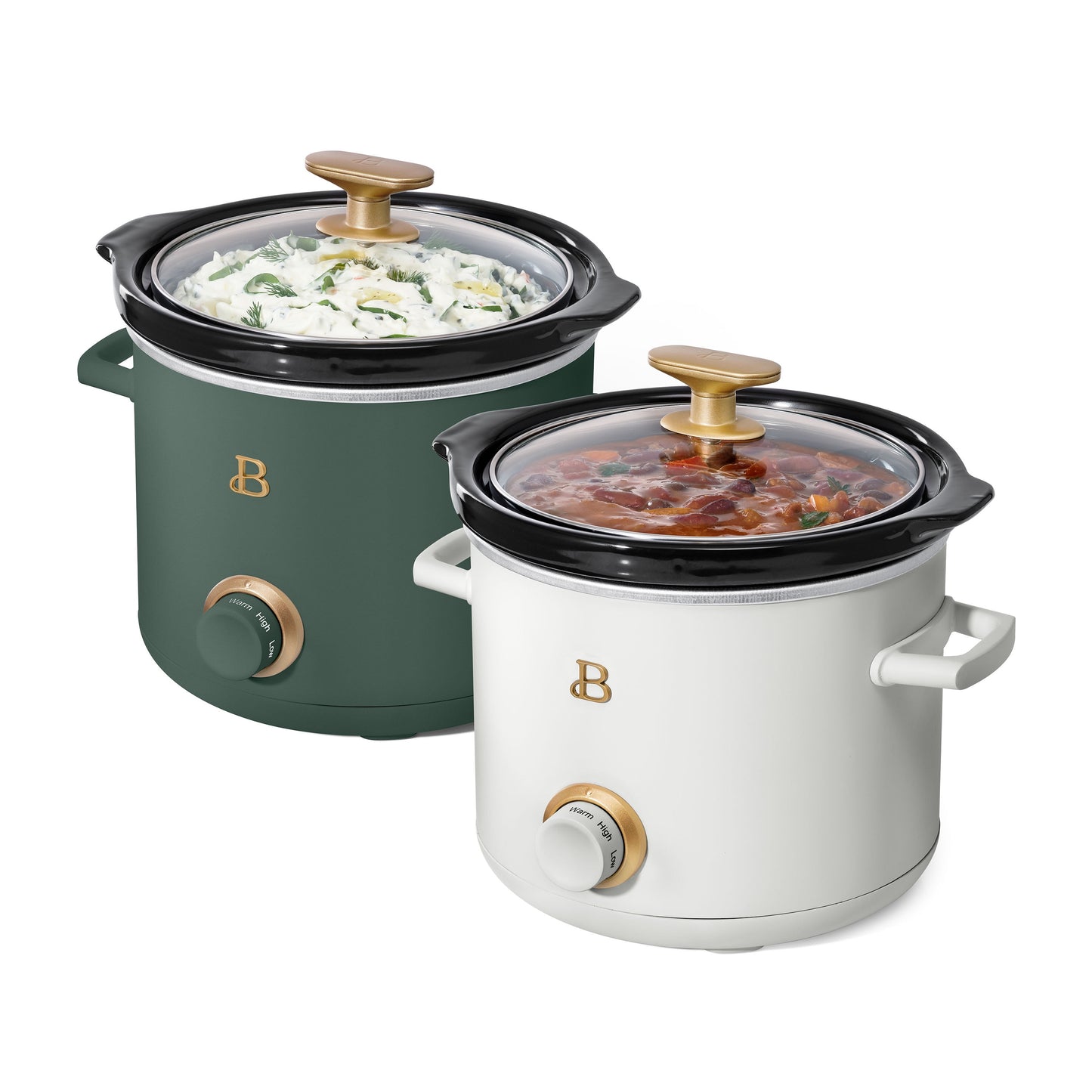 Beautiful 2-Pack 2qt Slow Cooker, Thyme, White Icing by Drew Barrymore