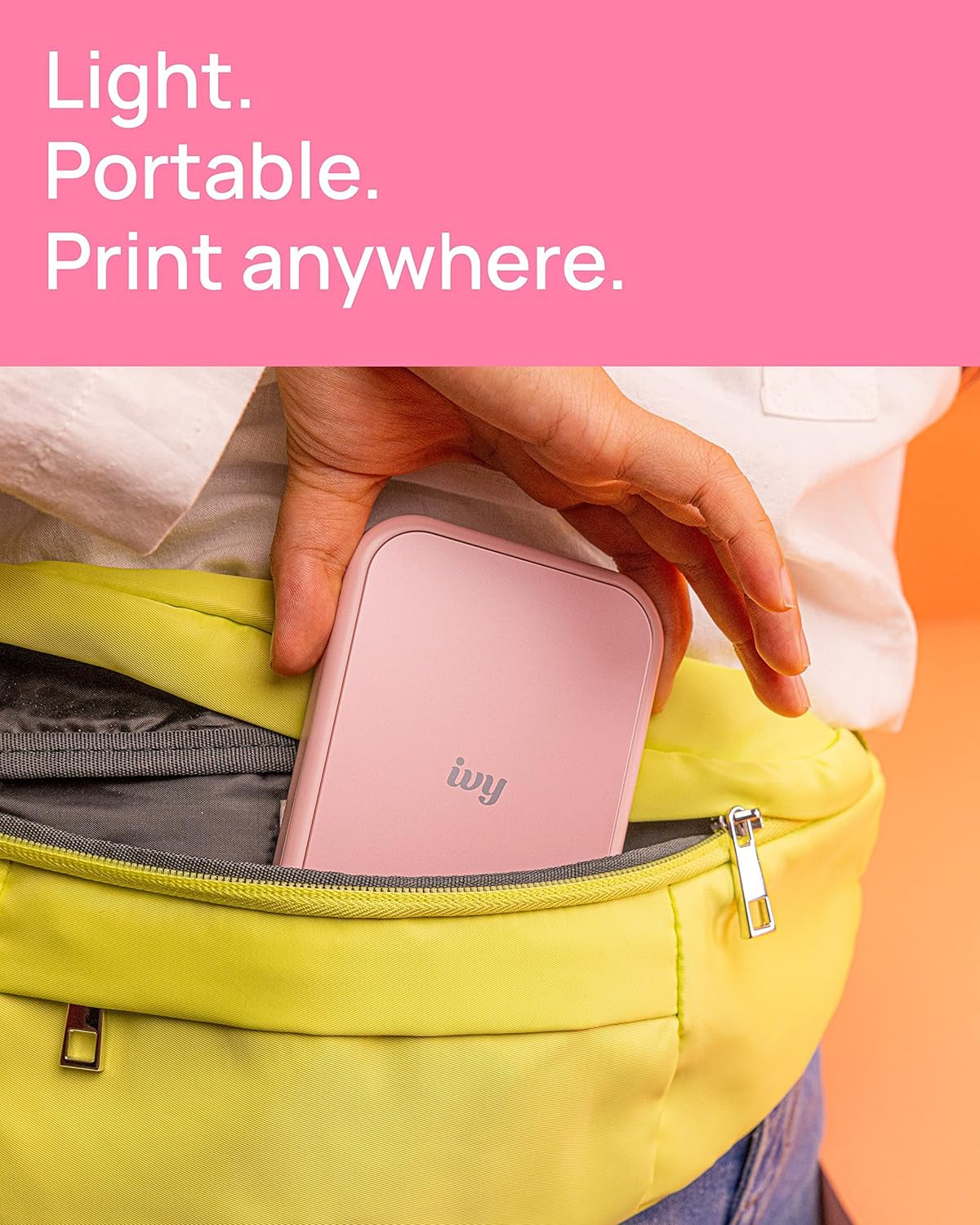 Canon Ivy 2 Mini Photo Printer, Print from Compatible iOS & Android Devices, Sticky-Back Prints, Blush Pink