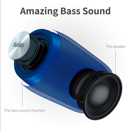 Bluetooth Speaker,MusiBaby Wireless,Waterproof,Outdoor,Portable Speaker,Dual Pairing,Loud Stereo,Booming Bass,24H Playtime Wireless Speaker for Home,iPhone,Party,Gifts(Blue)