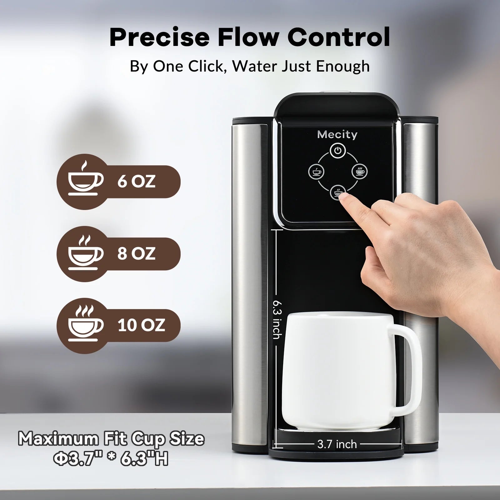 Mecity Coffee Maker 3 in 1 Single Serve Coffee Machine, Compatible with K cup Capsules, Instant Coffee Pot, Tea maker, 6,8,10 Oz Cup, Removable 50 Oz Water Reservoir, 120V 1150W