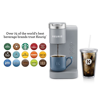 Keurig K-Iced Essentials, Gray Iced and Hot Single-Serve K-Cup Pod Coffee Maker, reusable tumbler included