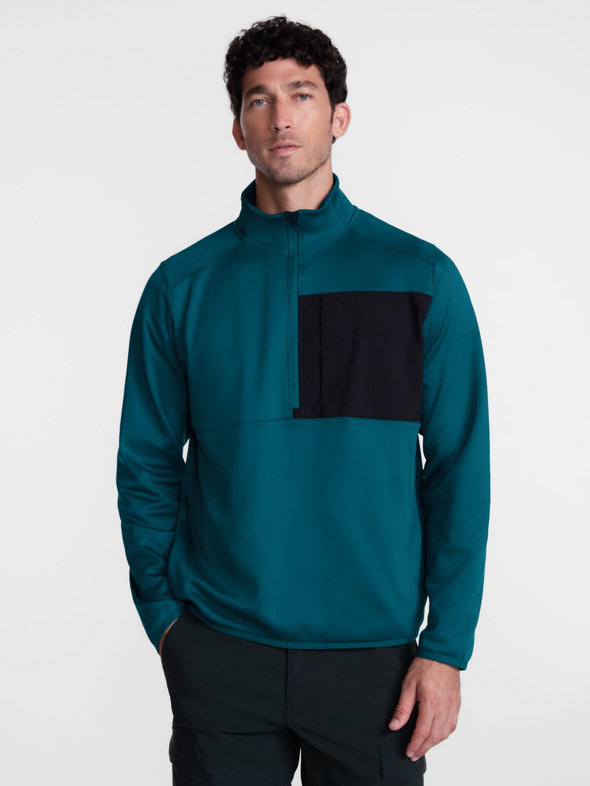 Ozark Trail Men's Half Zip Pullover with Long Sleeves, Sizes S-3XL — Color: Antique Teal; Clothing Size: M