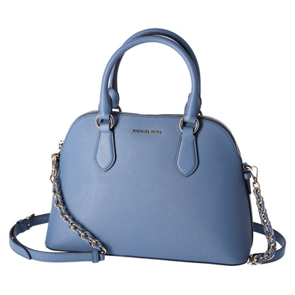 Michael Kors Veronica Medium Dome Satchel Crossbody Denim Blue Saffiano Leather