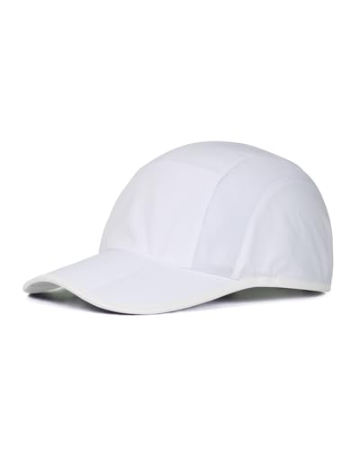 Zylioo XXL Folding Running Hat, Reflective Lightweight Golf Cap White