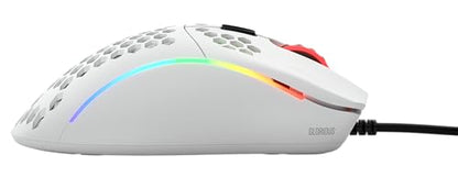 Glorious Model D- (Minus) Wired Gaming Mouse - 61g Superlight Honeycomb Design, RGB, Ergonomic, Pixart 3360 Sensor, Omron Switches, PTFE Feet, 6 Buttons - Matte White