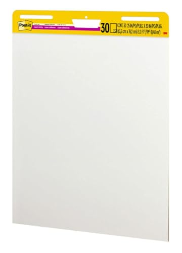 Post-it Super Sticky Easel Pad 25 in x 30 in White 30 Sheets/Pad 2 Pad/Pack Large White Premium Self Stick Flip Chart Paper Super Sticking Power (559)
