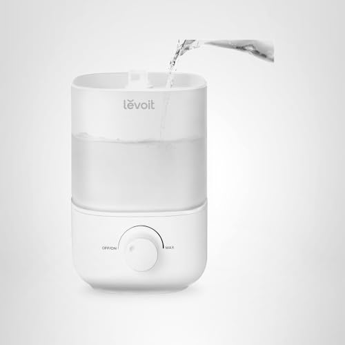 LEVOIT Top Fill Humidifiers for Bedroom, 2.5L Tank for Large Room, Easy to Fill & Clean, 26dB Quiet Cool Mist Air Humidifier for Home Baby Nursery & Plants, Auto Shut-off and BPA-Free for Safety, 25H