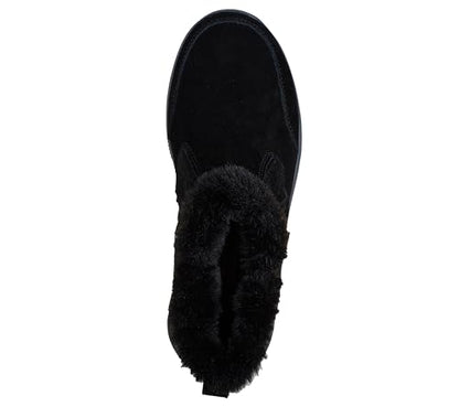 Skechers Women's EASY GOING - COZY INN Zip-Up bootie, Black/Black, 7 M
