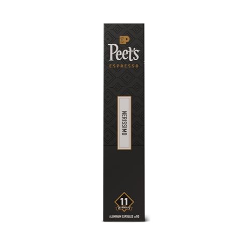 Peet's Coffee, Dark Roast Espresso Capsules, Compatible with Nespresso Original Machine, 100% Arabica Coffee - Nerissimo Intensity 11, 100 Count (10 Boxes of 10 Espresso Capsules)
