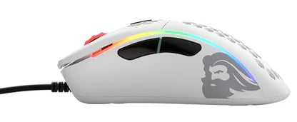 Glorious Model D- (Minus) Wired Gaming Mouse - 61g Superlight Honeycomb Design, RGB, Ergonomic, Pixart 3360 Sensor, Omron Switches, PTFE Feet, 6 Buttons - Matte White