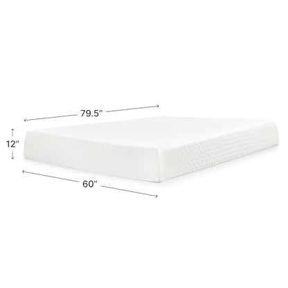 Signature Design by Ashley Chime Memory Foam 12" Queen Mattress with Thick Memory and Support Foam for Pressure Relief, Fiberglass Free, Mattress In A Box