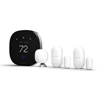 ecobee Smart Thermostat Premium with Siri and Alexa and Built in Air Quality Monitor and Smart Sensor with SmartSensor for Doors and Windows 2-Pack, White