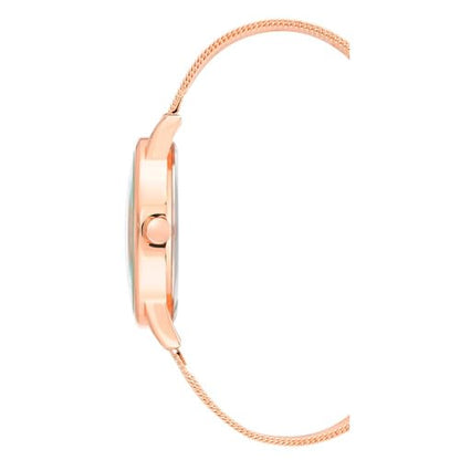 Nine West Women's Rose Gold-Tone Mesh Bracelet Watch, NW/2428FLRG