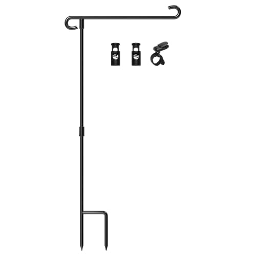 HOOSUN Garden Flag Stand,Wrought Iron Yard Flag Holder Stand,Perfect Garden Flag Holder for 12.5x18 inch Garden Flags,4th of July Memorial Day Garden Decorations