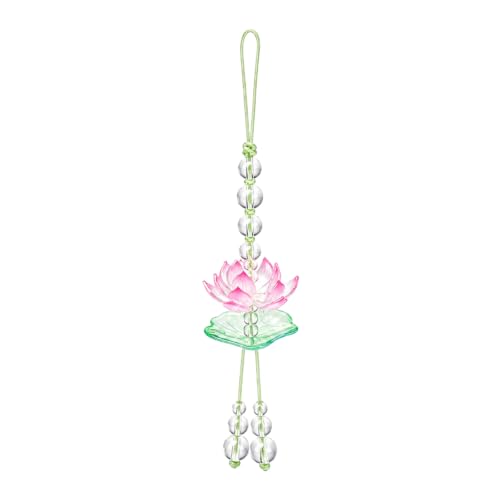 Owlland Pink Lotus Phone Charm, Cute Flower Bag Charm, Beaded Camera Wrist Strap, Purse Accessories, Keychain Decor