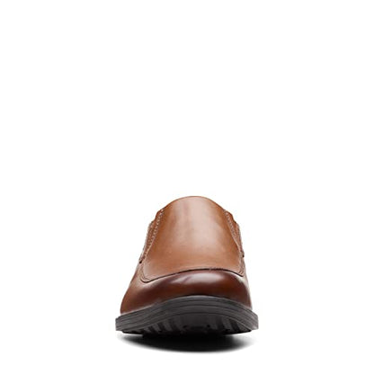Clarks Men's Whiddon Plain Loafer, Dark Tan Leather, 9
