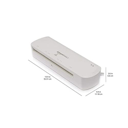 Amazon Basics 9-Inch Thermal Laminator Machine with Quick Warm-Up, 2 Heat Settings, Jam Release for Documents and Photos, White