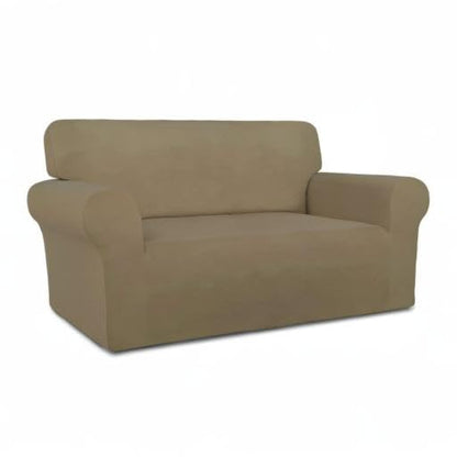PureFit Super Stretch Sofa Slipcover – Spandex Non Slip Soft Couch Sofa Cover, Washable Furniture Protector with Non Skid Foam and Elastic Bottom for Kids, Pets （Loveseat, Tan）
