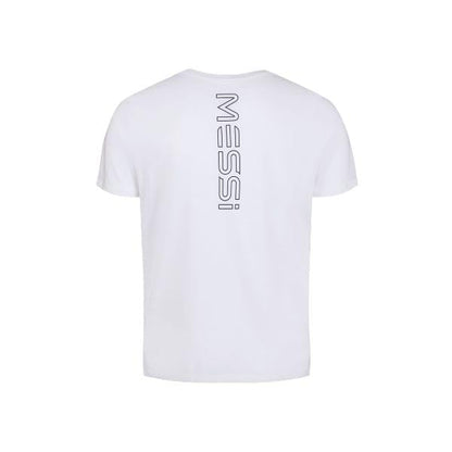 MESSI Men's Lifestyle Short Sleeve T-Shirt, Standard Fit Graphic Tee, Cotton Jersey Knit, Bright White