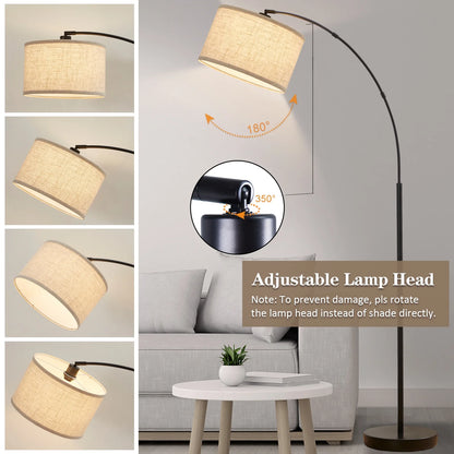 Natyswan Modern Arc Floor Lamps for Living Room Lighting, Modern Arched Lamp with Foot Switch, Adjustable Hanging Shade, Tall Pole Lamp for Bedroom, Office